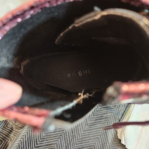 MADDEN GIRL Combat Boot Big Girl 5M Rozzie Black Purple Patent Leather Goth Rare - Picture 3 of 12